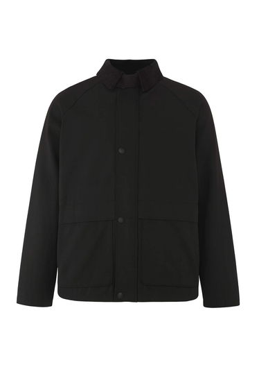 Black Regular Fit Velvet Collar Detailed Seasonal Coat
