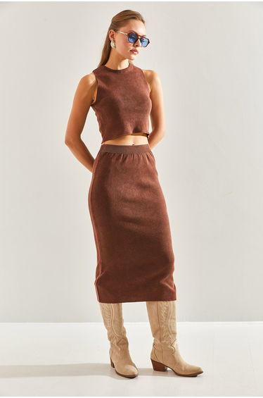 Women's Skirted Bottom Top Knitwear Suit