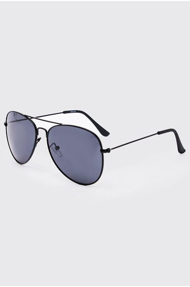 Recycled Metal Aviator Sunglasses - black