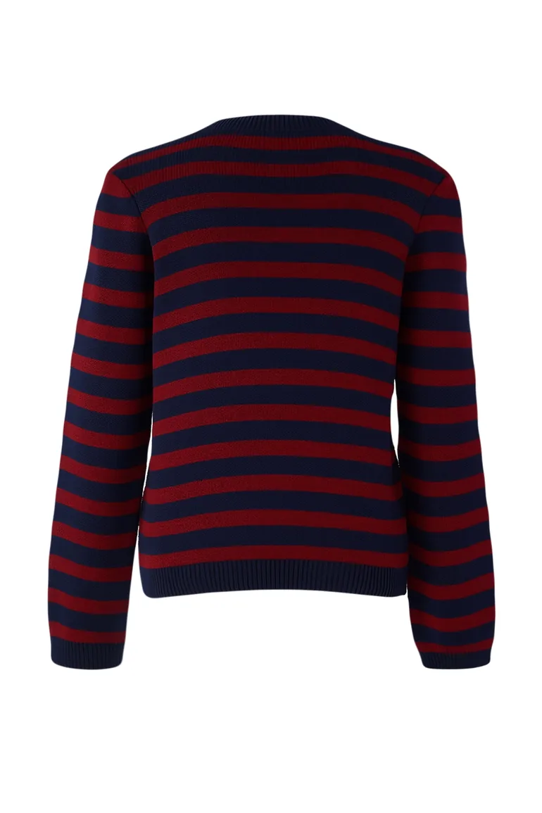 Red Soft Textured Extra Shawl Striped Knitwear Cardigan - 8