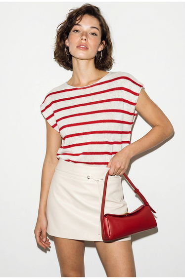 LUCCI Striped Boat Neck Knit Top