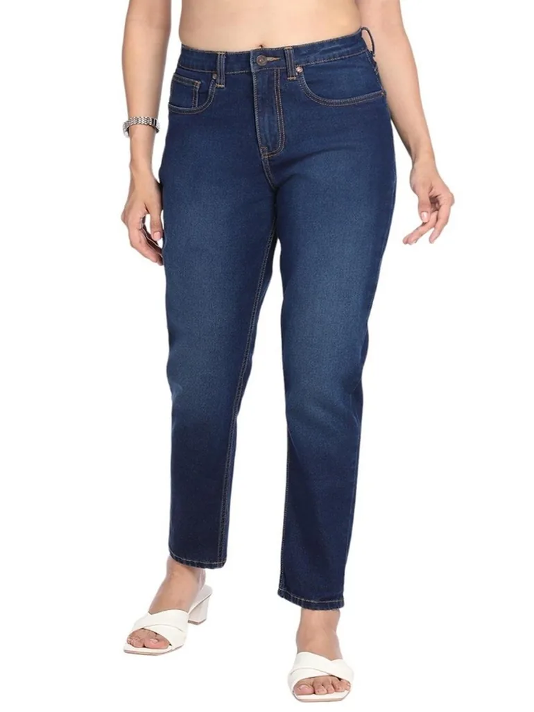 Blue Mid Wash Mom Fit Jeans - 2