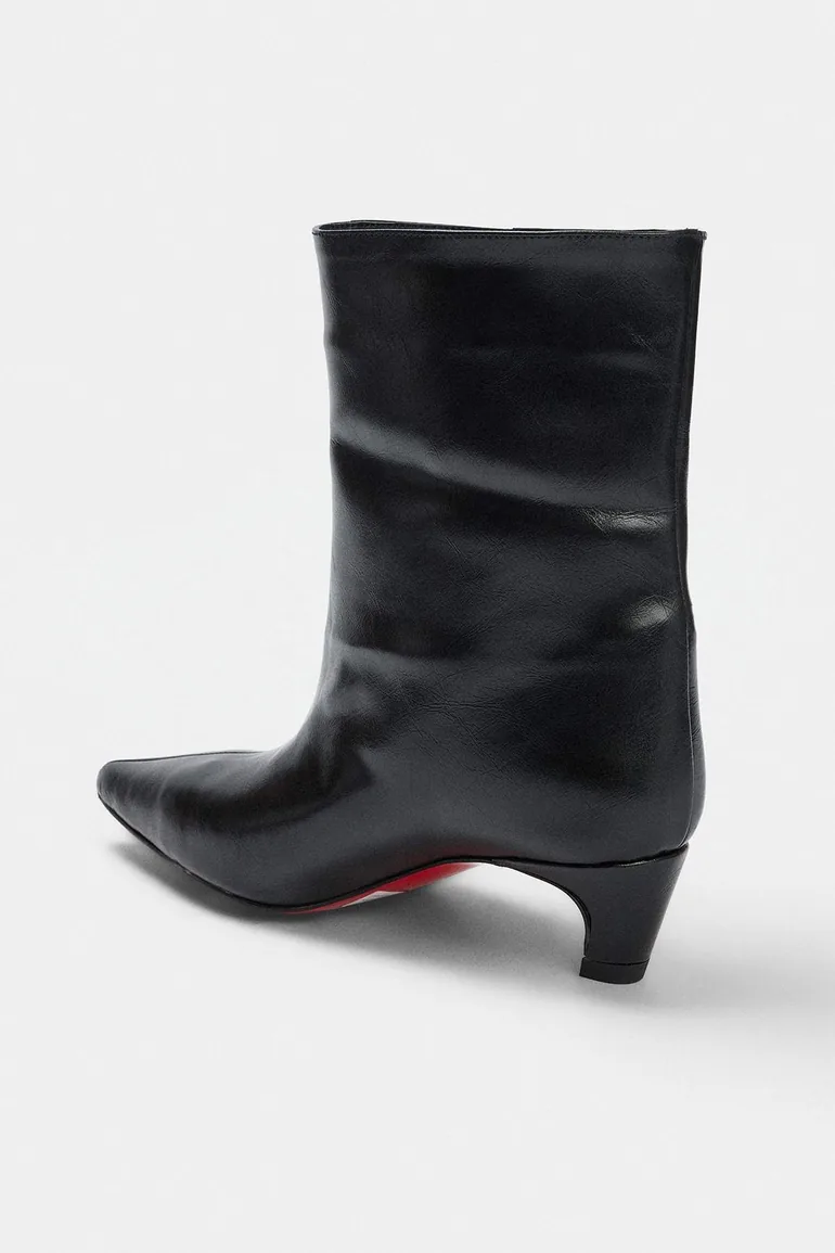 Black Pointed Toe 4.5 cm Women's Block Heeled Boots - 3