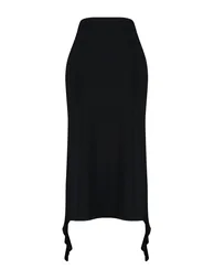 Black Slit and Ruffle Detail Midaxi Skirt - 6