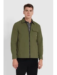 Holwick Nylon Full Zip Overshirt Jacket Olive Green