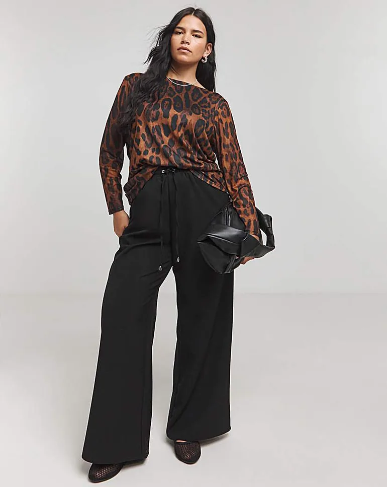 Leopard Mesh Scoop Back Top