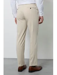 Beige Tailored Fit Suit Trousers - 2