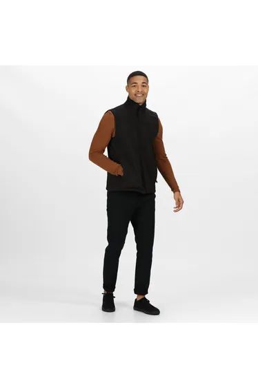 Regatta Mens Flux Softshell Bodywarmer / Sleeveless Jacket Water Repellent And Wind Resistant - All Black
