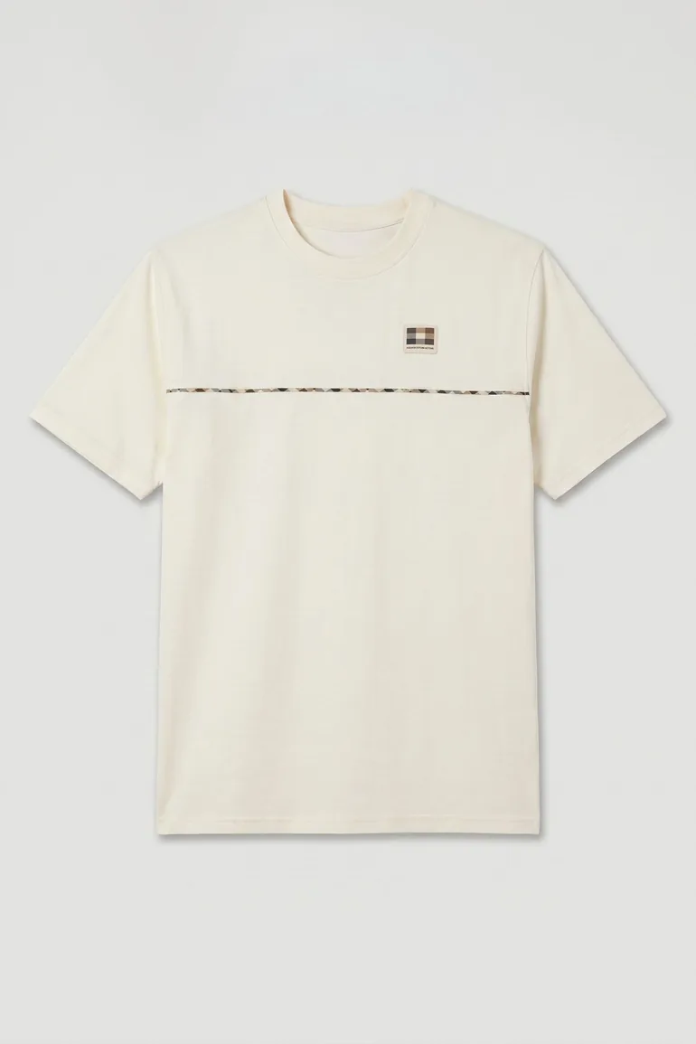 Club Check Piping T-Shirt Old White