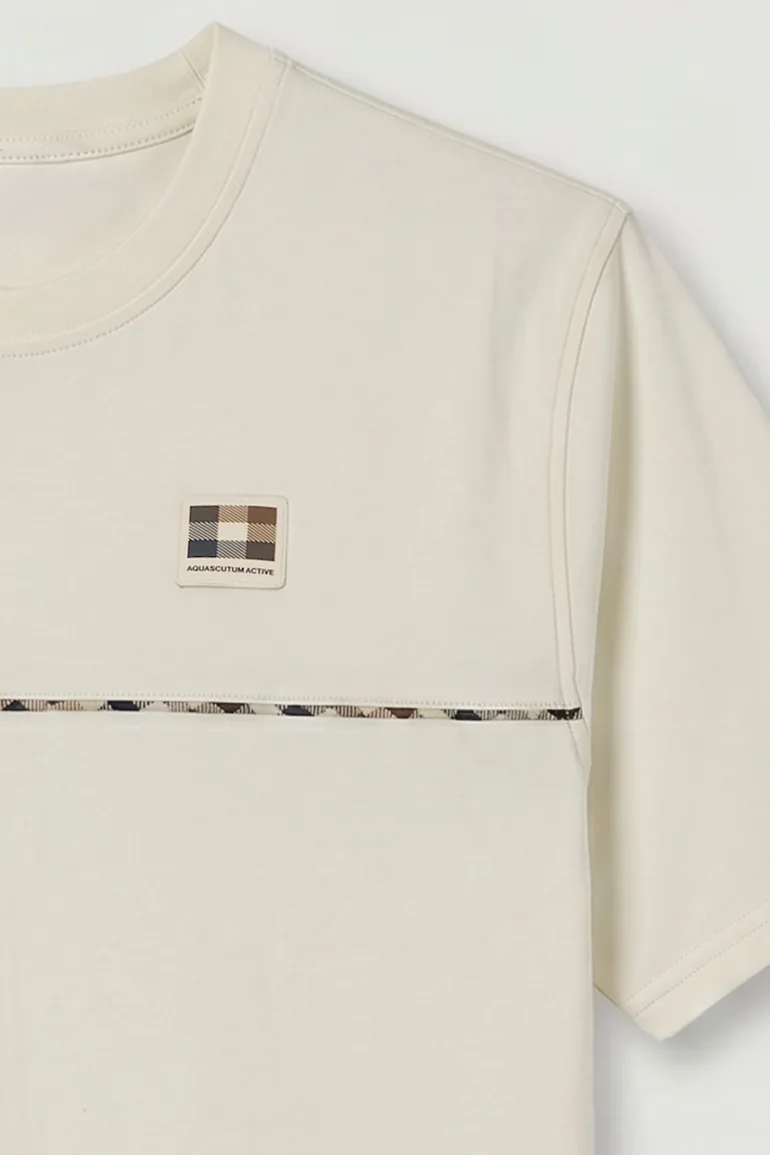Club Check Piping T-Shirt Old White - 1
