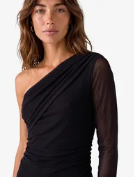 Asymmetric One Shoulder Tulle Dress - 3