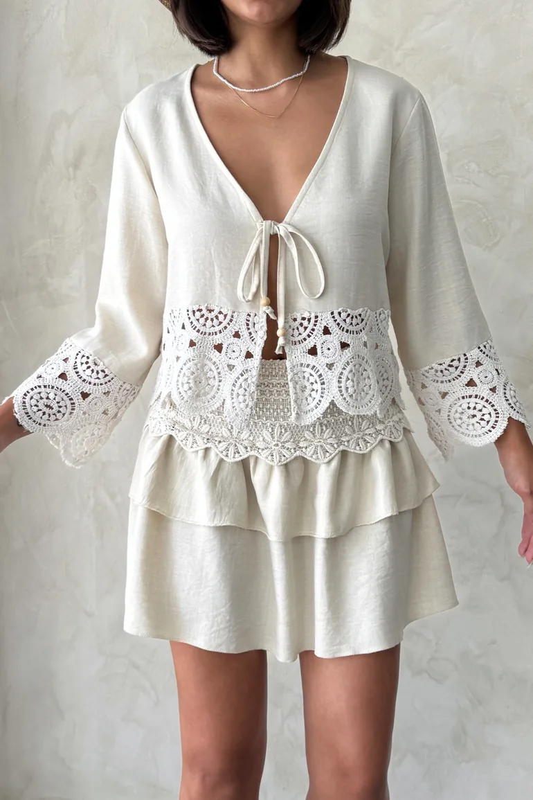 Beige Woven Blouse - 2