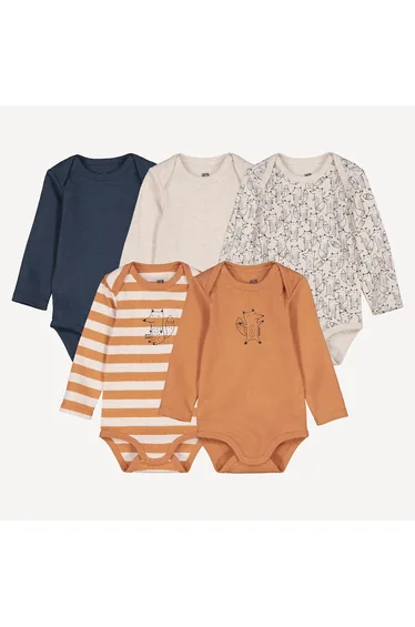 Pack of 5 Bodysuits with Long Sleeves