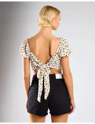 Glamorous Care Tie Back Crop Top with Twist Front - 3