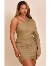 Shape Olive Tailored One Shoulder Cocoon Mini Dress - 3