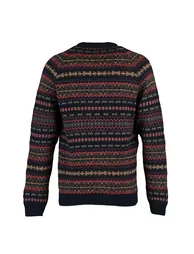 Navy Blue Slim Fit Wool V Neck Jacquard Knitwear Cardigan - 7