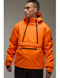 Man Active Ski Waterproof Fleece Lined Half Zip Jacket - orange