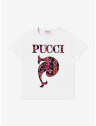 PUCCI Girls Fish Logo T-ShIrt in White