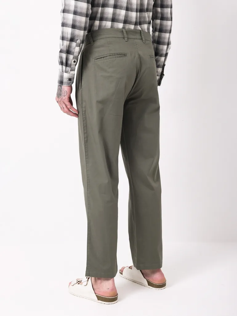 Men Green Double-Pleated Straight Fit Trousers - 2