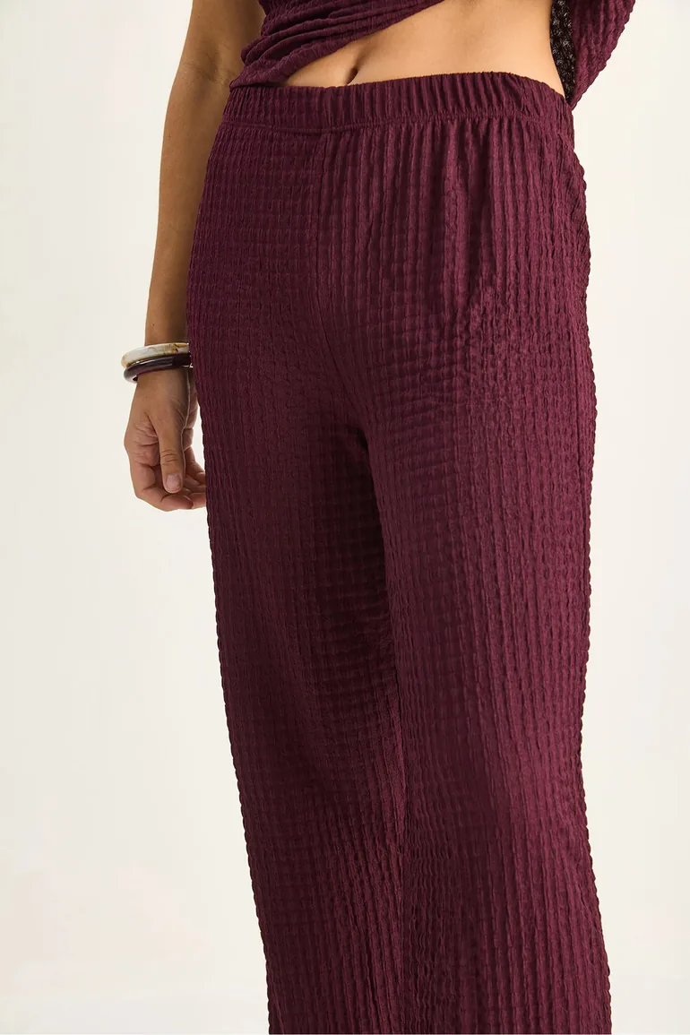 LUCCI Ribbed Sleeveless Blouse And Wide-Leg Trousers Set - 5