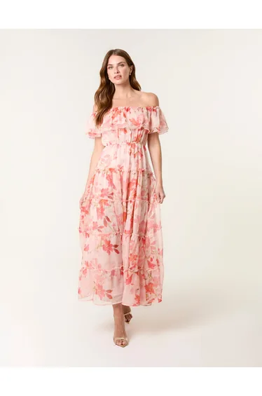 Luxe Off The Shoulder Frill Maxi Dress