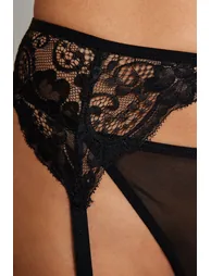 Black Lace Garter and Socks Underwear Set - 4