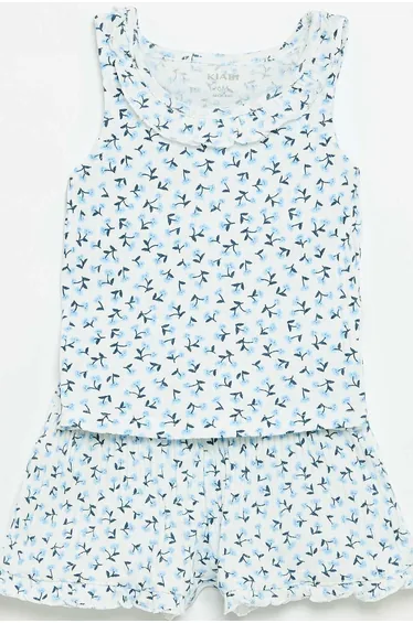Pointelle Knit Shorts and Tank Top Set BLUE