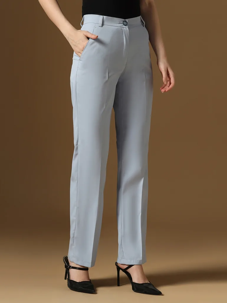 Blue Straight Fit Trousers - 5