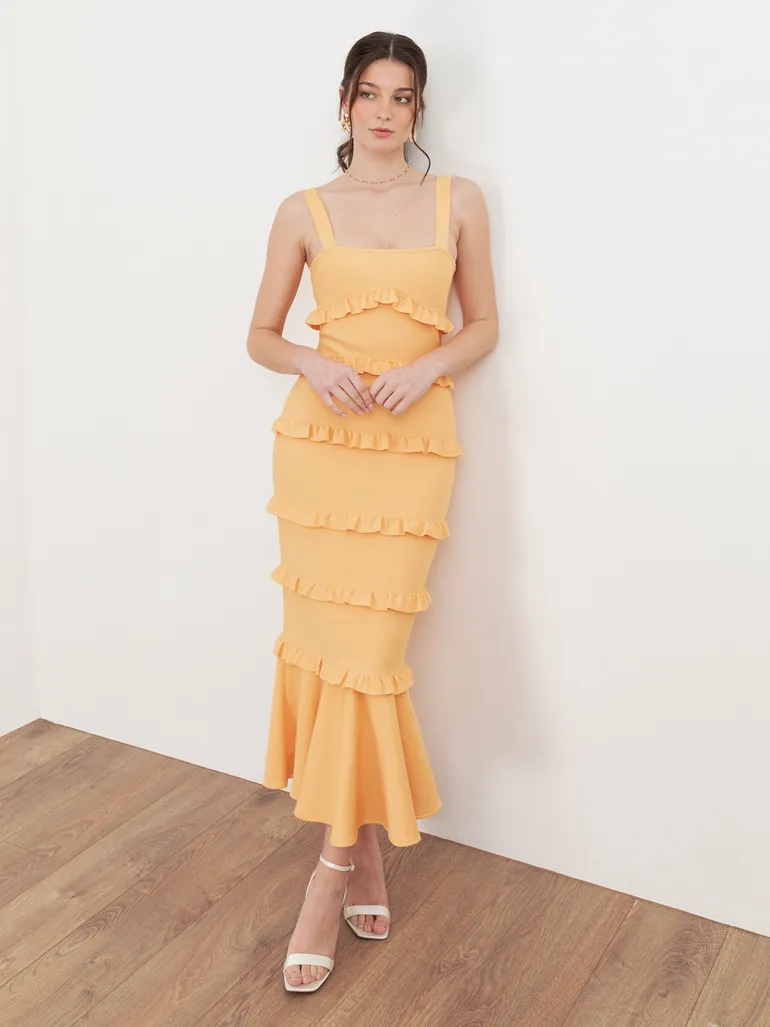 Maya Amber Yellow Strappy Bandage Dress