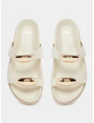 Beige Metal Decor Strap Sandals - 5