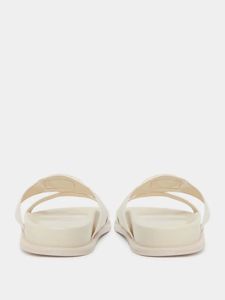 Beige Metal Decor Strap Sandals - 4