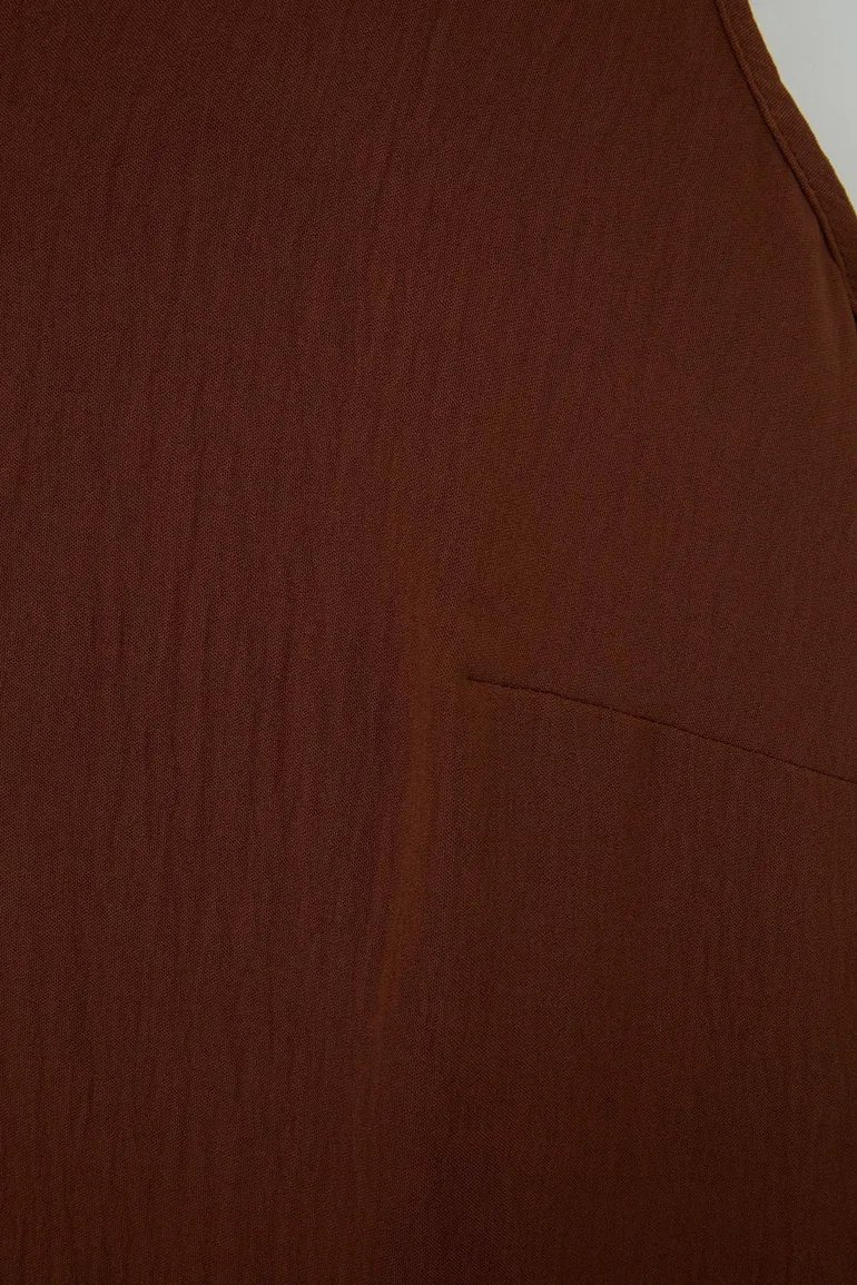 Brown Finike Woven Large Size Dress - 3
