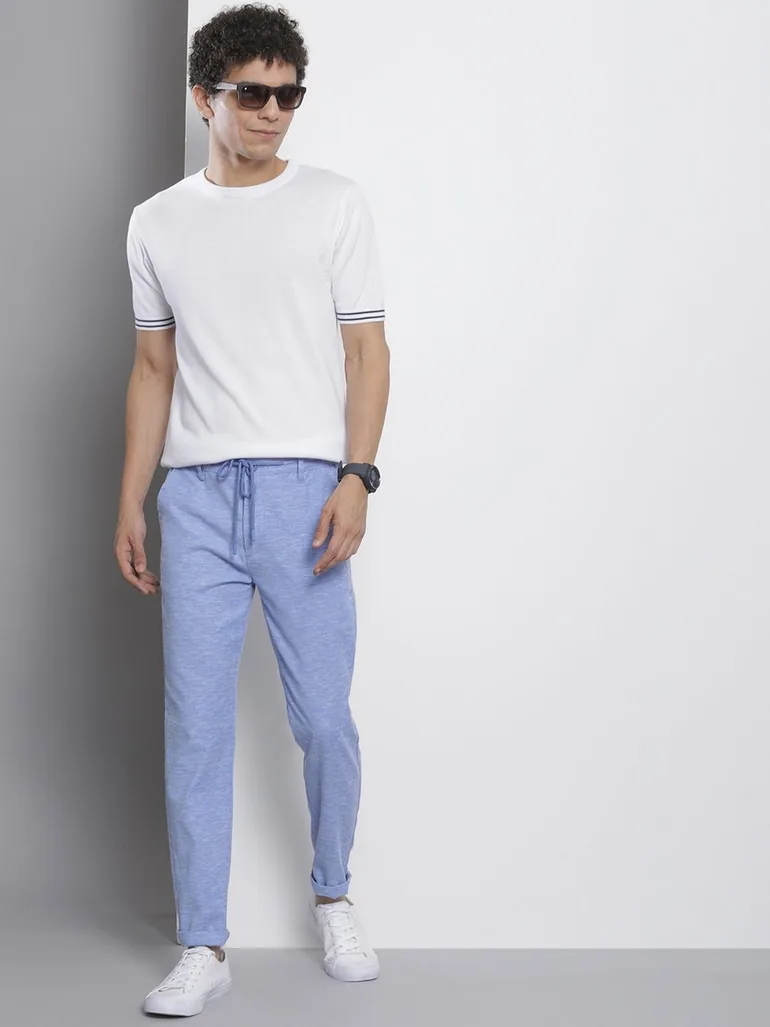 Men Blue Slim Fit Solid Joggers
