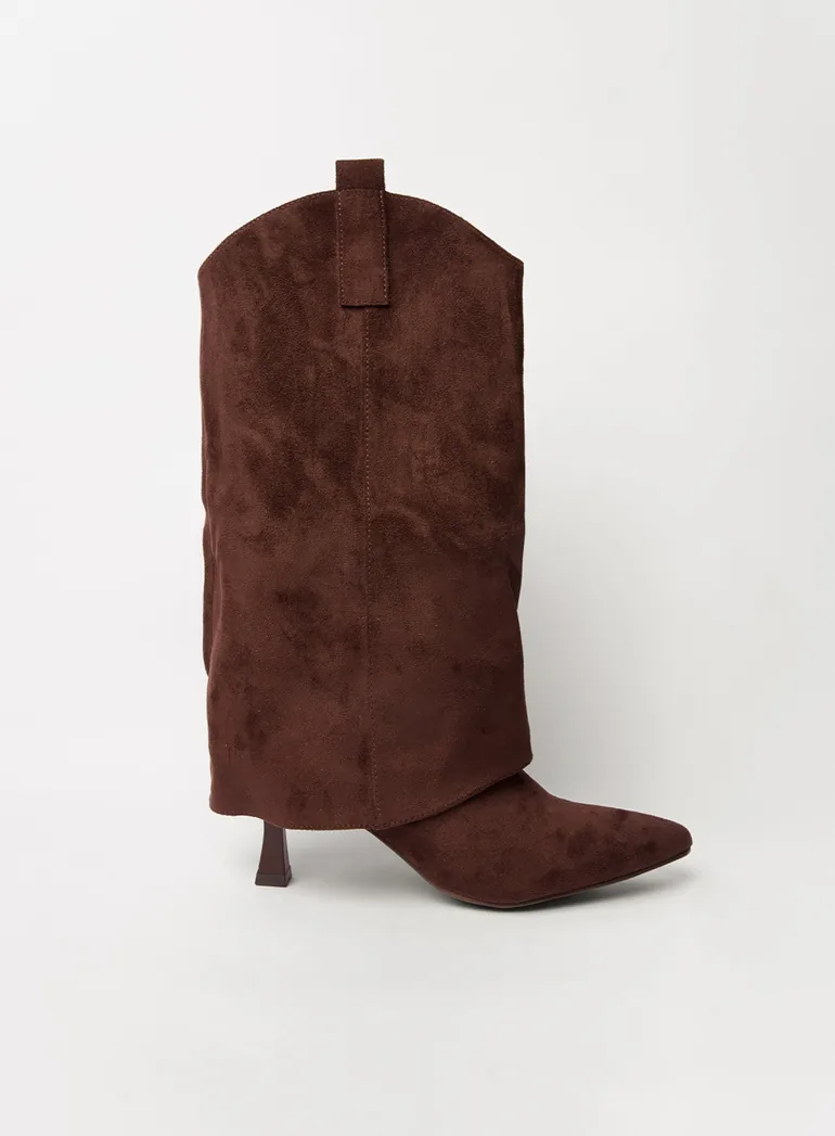 Suede Cape Kitten Heel Boots