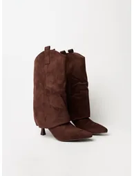 Suede Cape Kitten Heel Boots - 1