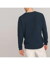 Cotton Grandad Collar T-Shirt with Long Sleeves - 2