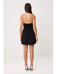 Black Plain Woven Sandy Short / Mini Lined Dress - 3