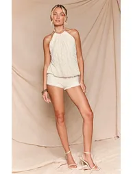 Cream Lace Hot Pants Co-ord