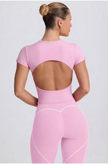 Cut-Out Longline T-Shirt in Dusty Pink product thumbnail 2