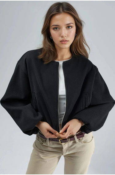 BUSEM Crop Gabardine Jacket with Zipper and Pocket product thumbnail 3