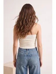 Premium Stone Strapless Gathered Stretch Knitted Blouse - 2