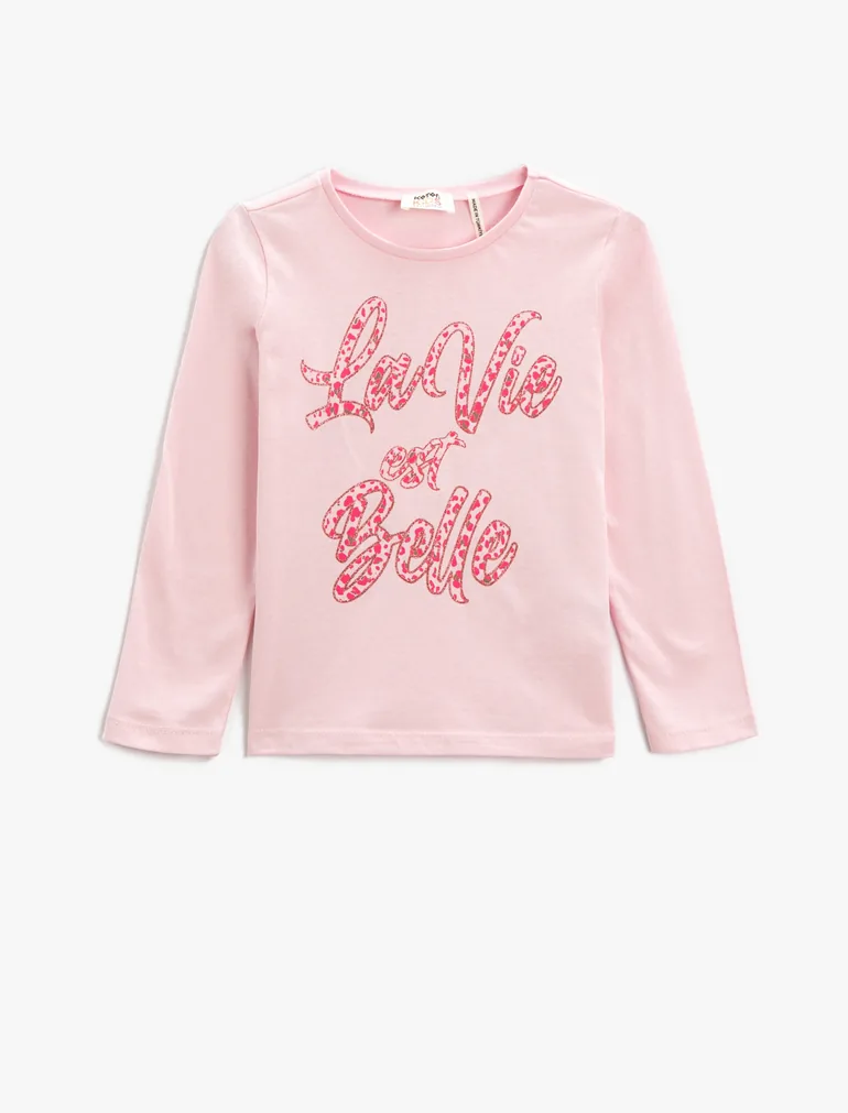 Long Sleeve T-Shirt Printed Crew Neck Cotton