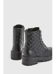 Wide Fit Quilted Hiker Boots - black - 3
