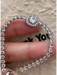 إسوارة بأحجار كريستال بذرات لامعة - فضي - 4