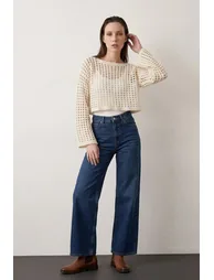 MY FASHION Textured Acrylic Crop Knit Top