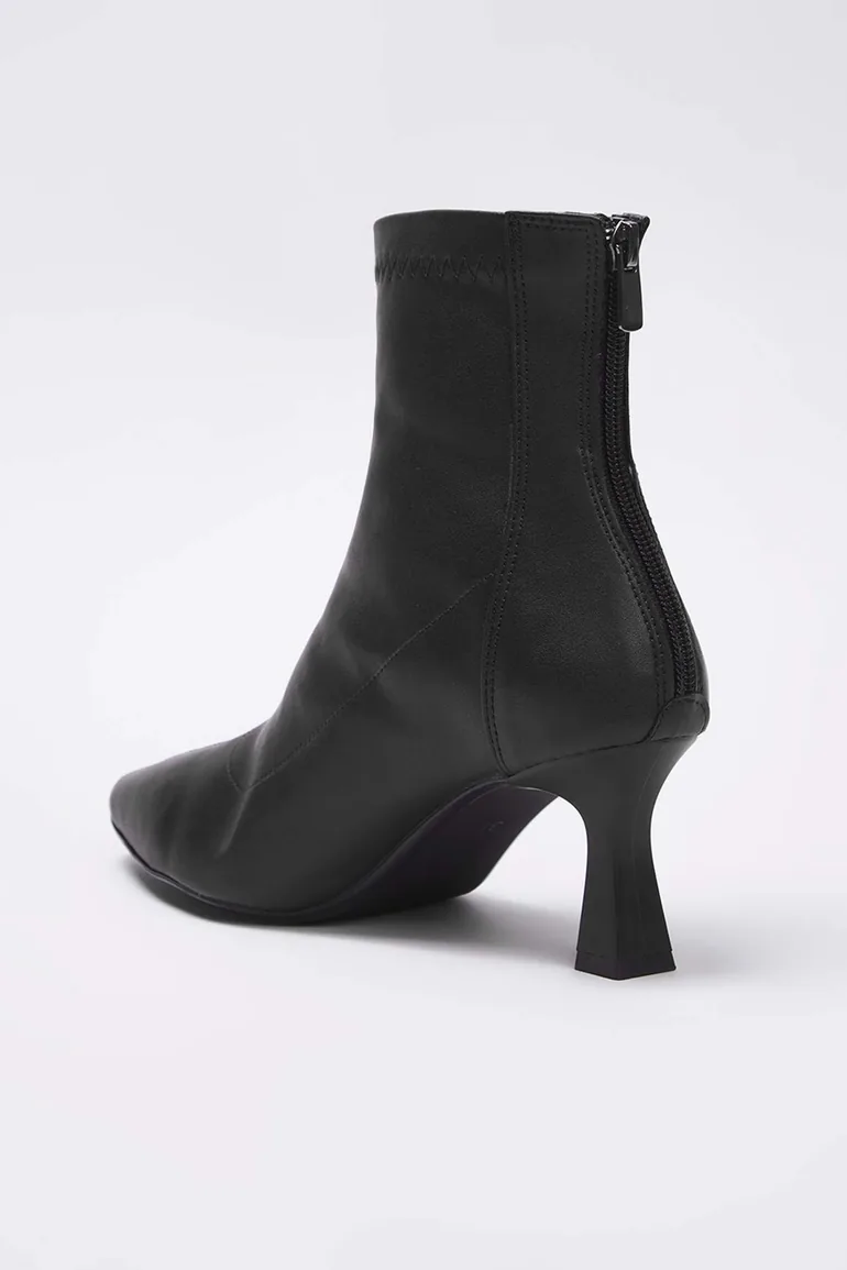 Black Pointed Toe Thin Heel Women's Ankle Boots - 3