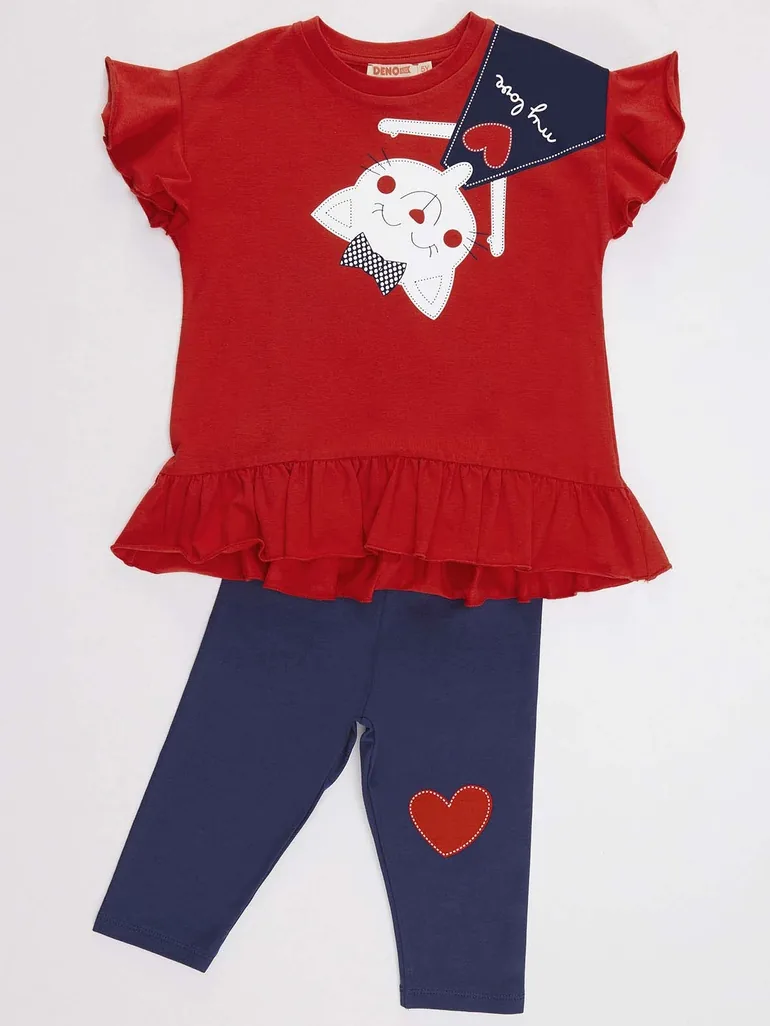 Naughty Cat Girls T-shirt Tights Set - 2