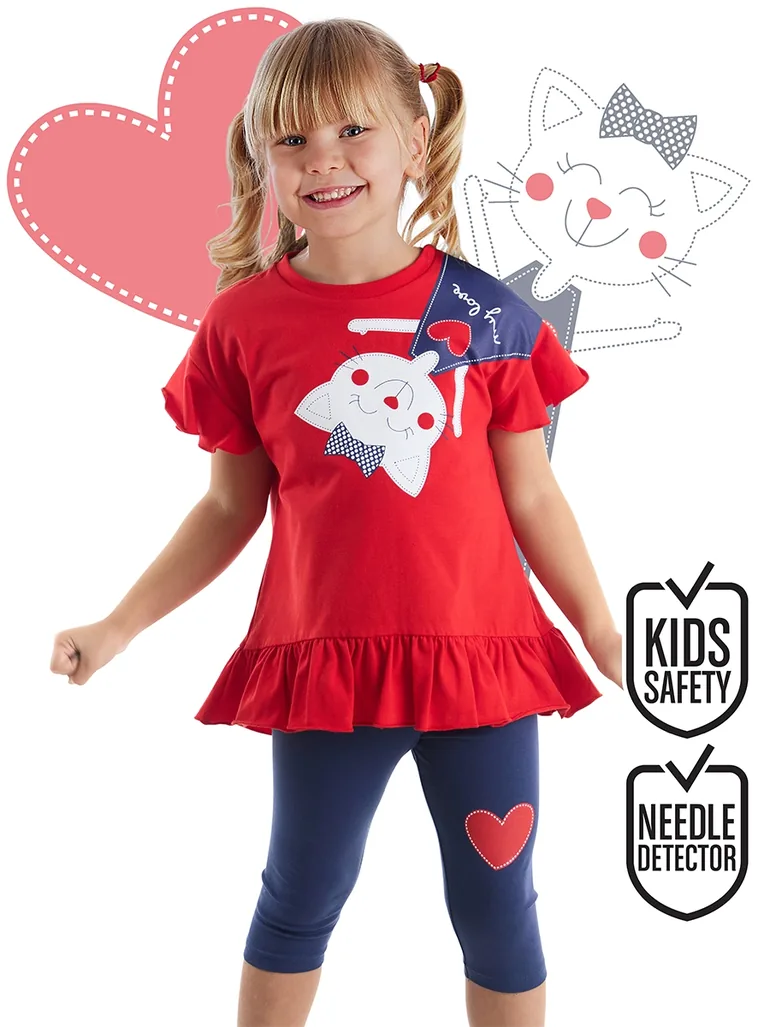 Naughty Cat Girls T-shirt Tights Set