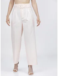 High Rise Pleated Parallel Wide Leg Trouser - 6
