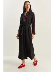 LUCCI Buttoned A-Form Fit Midi Dress with Binding Detail - 2